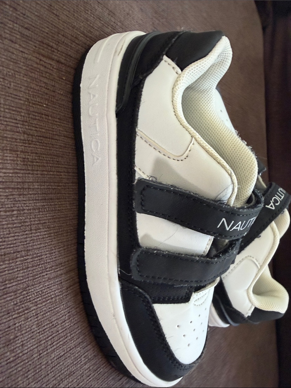Nautica Kids Black and White Velcro Athletic Sneakers